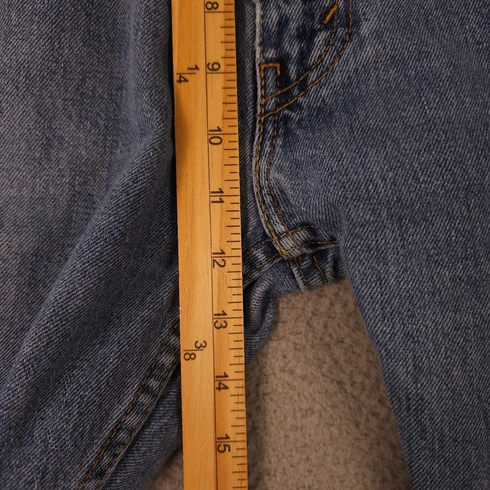 Levis 505 Jeans Mens 36x32 Blue Regular Fit Straight Distressed Workwear Grunge